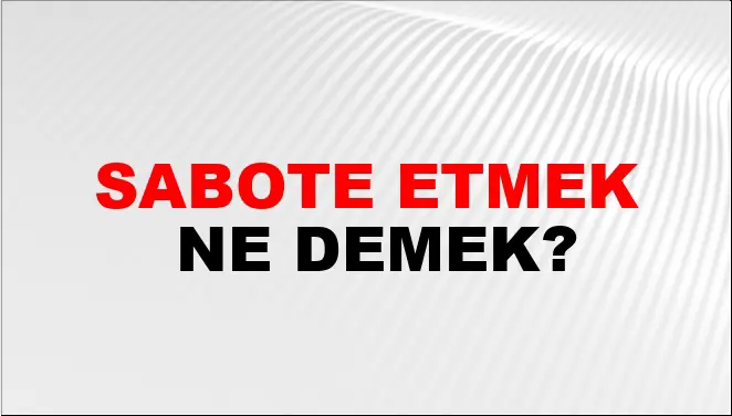 sabote-ne-demek